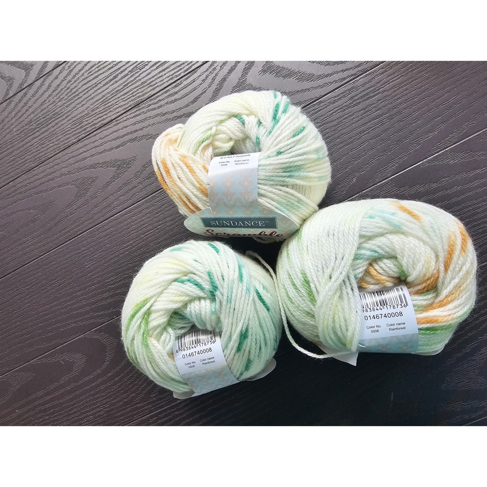 Sundance Scramble Yarn Rainforest 0008 Medium 4 Acrylic 3.5oz 3 Skeins Lot - Picture 2 of 4